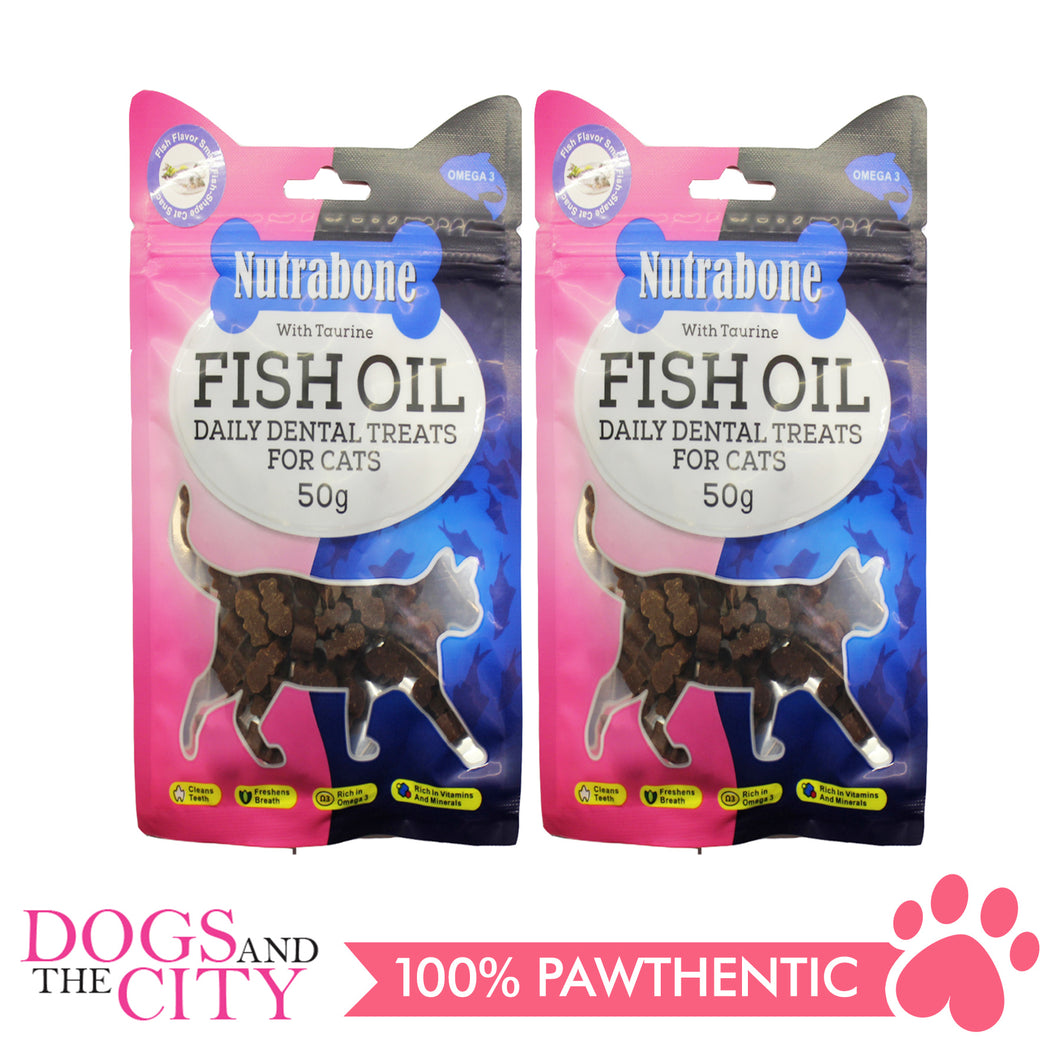 Nutrabone U020 Fish Oil Daily Dental Treats for CATS - Fish Flavor 50g (2 packs) - All Goodies for Your Pet