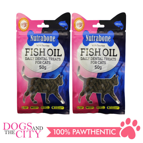 Nutrabone U021 Fish Oil Daily Dental Treats for CATS - Chicken Flavor 50g (2 packs) - All Goodies for Your Pet
