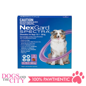 NexGard Spectra Chewable Tablets for Dogs, 15-30kg (Purple Box) 3 Tablets - Dogs And The City Online