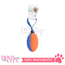 Load image into Gallery viewer, PAWISE 14616 Squeaky Foam Dog Toy Football with Handle 15cm
