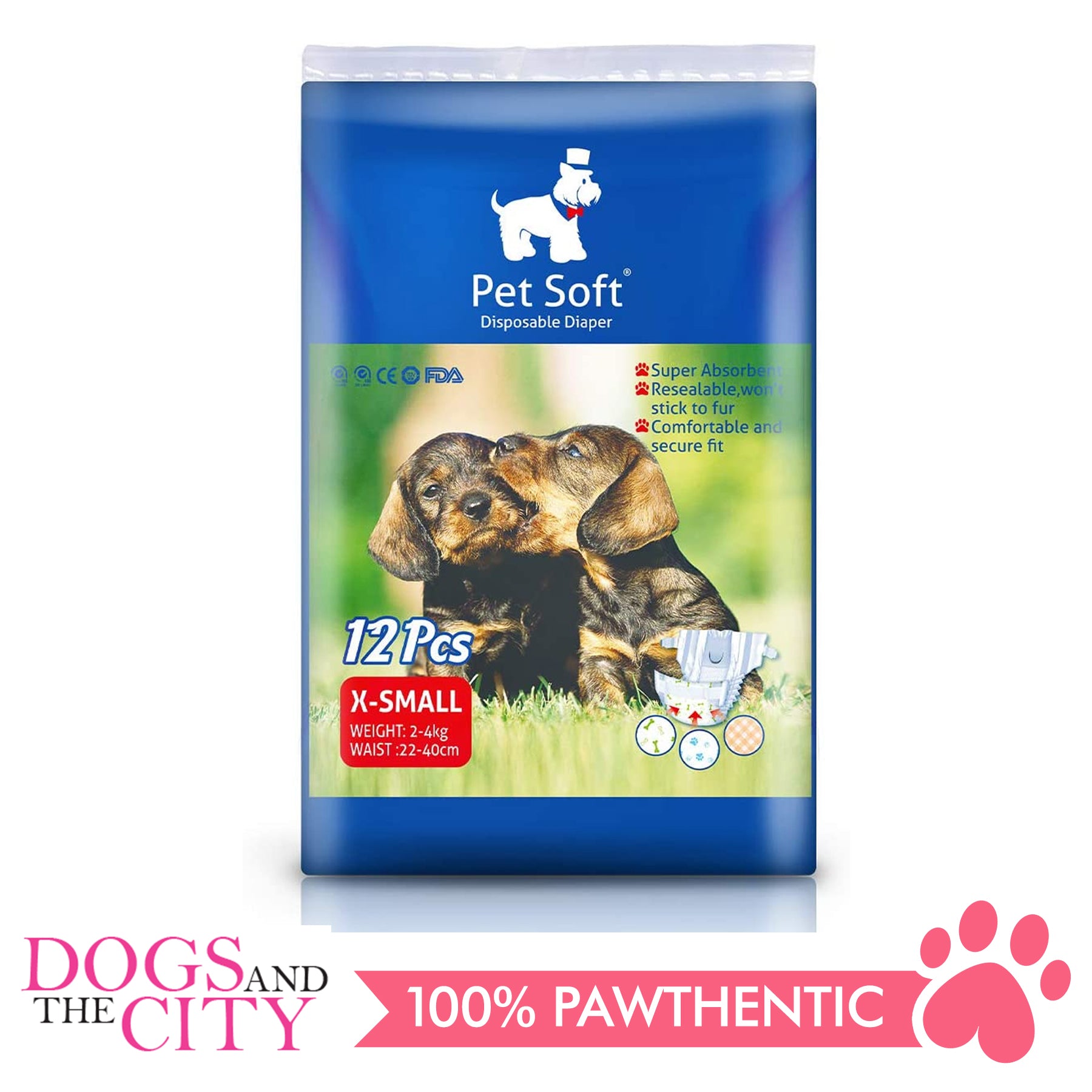 Pet Soft Disposable Diaper XS 12'S