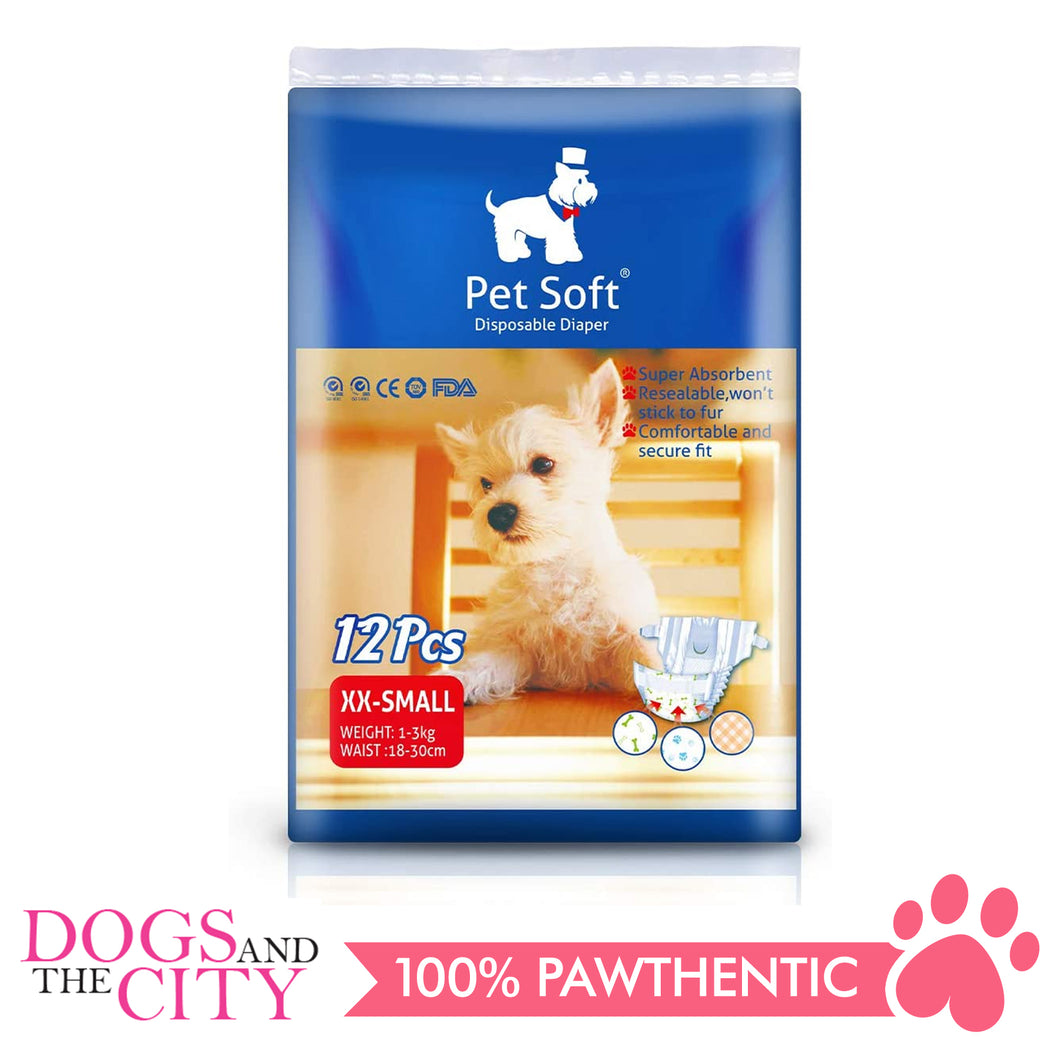 Pet Soft Disposable Diaper XXS 12's - Dogs And The City Online