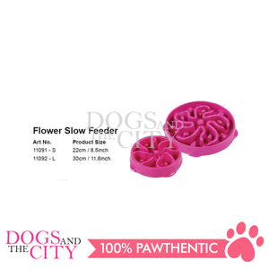 PAWISE 11091 Dog Cat Flower Slow Feeder Interactive Pet Bowl - Small 22cm