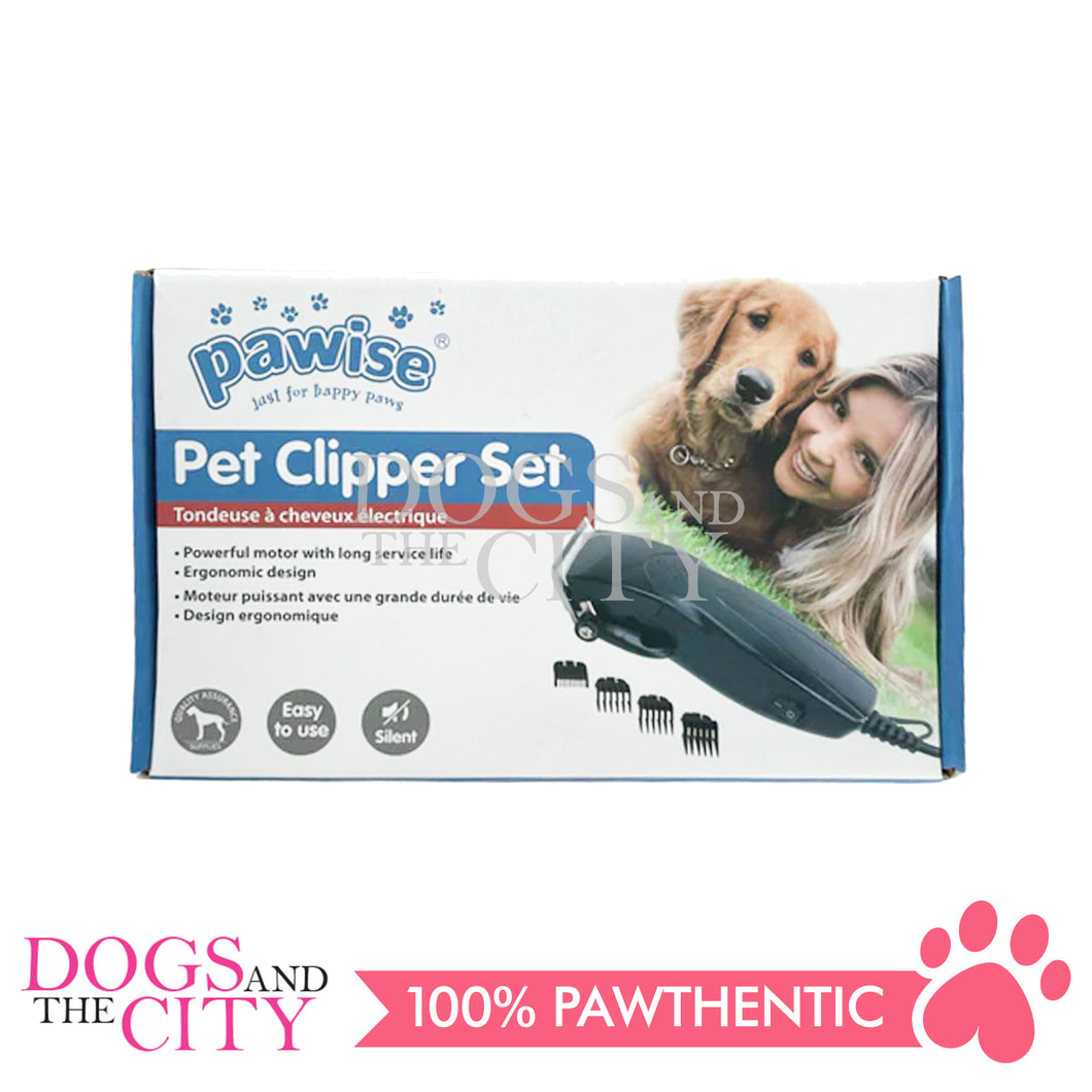 Pawise 11494 Pet Clipper Set (Lubricating Oil, Cleaning Brush, Blade Guard, 4 Comb Guides) for Dog Cat Small Animals