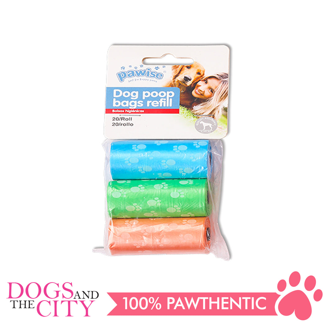 Pawise 11596 Dog Poop Bag Refills 20 sheets x 3 rolls - All Goodies for Your Pet