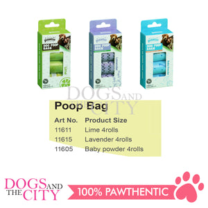 Pawise 11605 Poop Bags Spice Baby Powder 4rolls*15st-32*19cm Blue