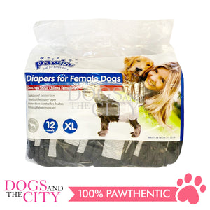 PAWISE 12984 Black Disposable Dog Diapers 12pcs/pack XL 20lbs up