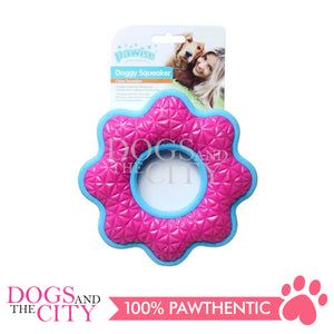 PAWISE 14647 TPR Form Star Donut Squeaker Dog Toy 23cm