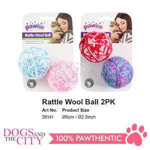 PAWISE  28141 2.5" Rattle Wool Ball w/Tail  Cat Toys dia 6cm