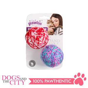 PAWISE  28141 2.5" Rattle Wool Ball w/Tail  Cat Toys dia 6cm