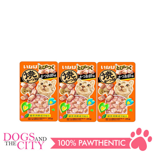 INABA QSC-215 Soft Bits Tuna & Chicken Fillet Dried Bonito Flavor Cat Wet Food 25g (3 packs)