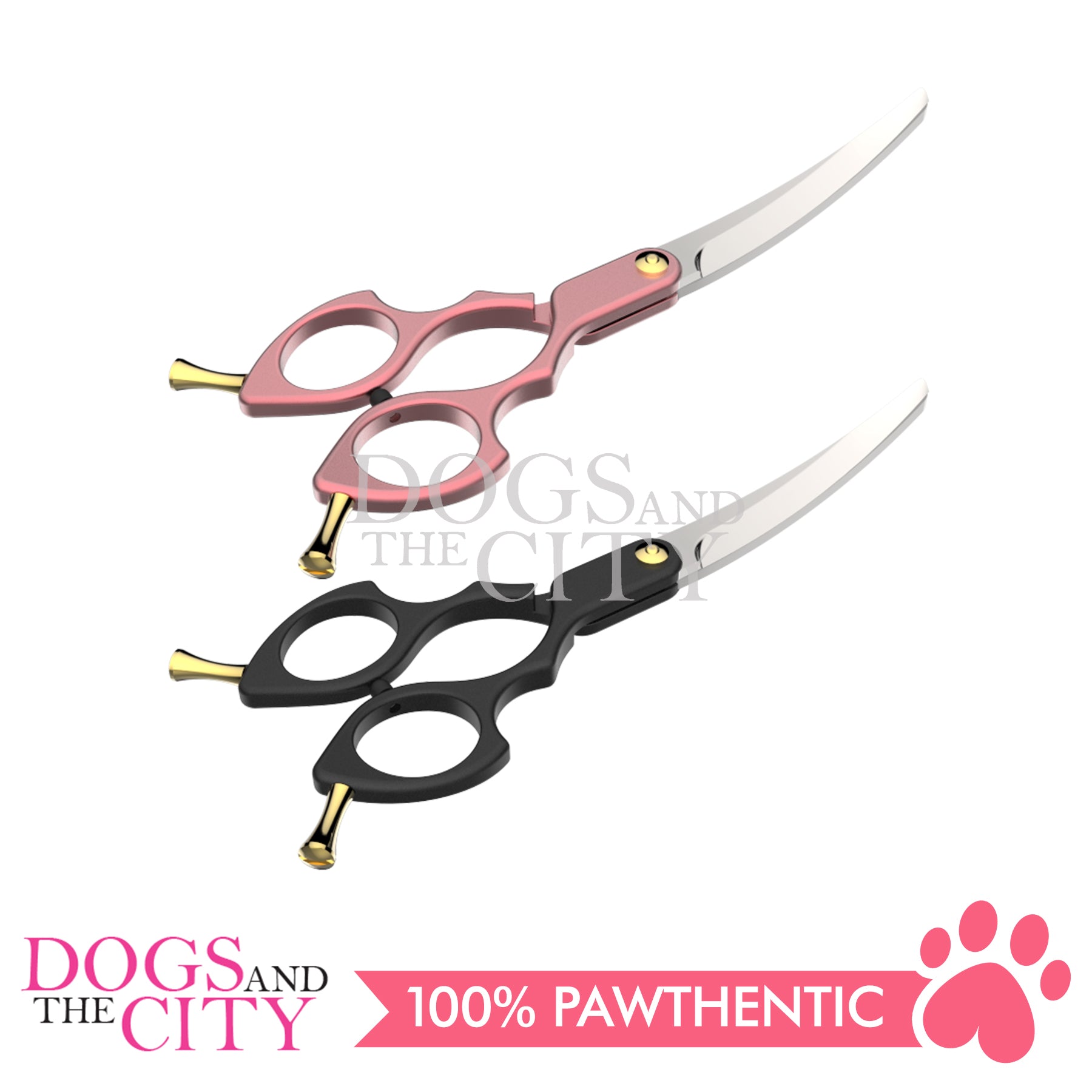 Curved dog outlet grooming scissors