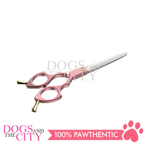 SHARK TEETH Colorful Professional Pet Grooming Scissors Dog Shears with Finger Rings, 6.5" Straight
