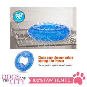 SLP Arctic Freeze Ring Cooling Chew Dog Toy 12cm, Teething Toy for Puppies, Fit with Treats for More Fun (Chewing Ring)