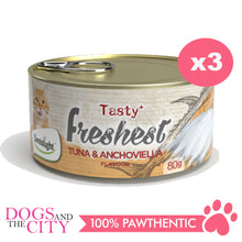 Load image into Gallery viewer, DENTALIGHT 11520 Tasty with Freshest Cat Treat in Can TUNA &amp; ANCHOVIELLA 80g (3pcs x 80g)