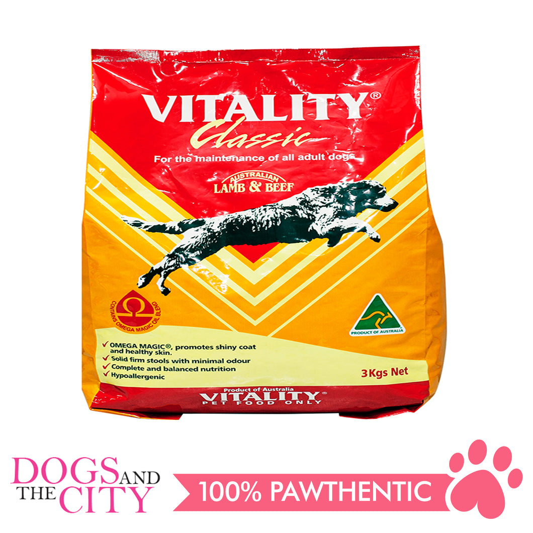 Vitality Classic Lamb and Beef Dog Dry Food 3kg - Dogs And The City Online
