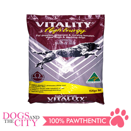 Vitality High Energy Lamb and Beef Dog Dry Food  15kg - Dogs And The City Online
