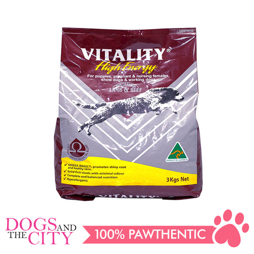 Vitality High Energy Lamb and Beef Dog Dry Food (Puppy) 3kg - Dogs And The City Online