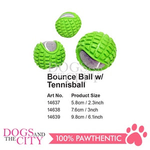 PAWISE 14637/14638/14639 TPR Bounce Ball Dog Toy w/Tennis Ball Inside for Pets