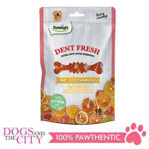 Dentalight 9541 Dent Fresh 3" 360° Toothbrush Juicy Orange 18 pieces Dog Dental Chews - Dogs And The City Online