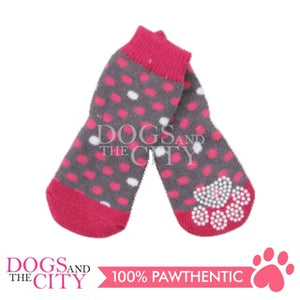 PAWISE 12995 Female Anti Slip Knit Pet Dog Socks - Polka Dots XL 4pcs/pack 14cm