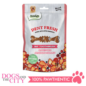 Dentalight 9558 Dent Fresh 3" 360° Toothbrush Mixed Berry 18 pieces Dog Dental Chews - Dogs And The City Online