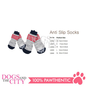 Pawise 12998 Anti Slip Socks-Stripes M 4PK