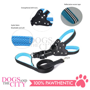 JX 2.5CM Adjustable Dog Harness and Leash With Leather Chest Pull for Medium Dog