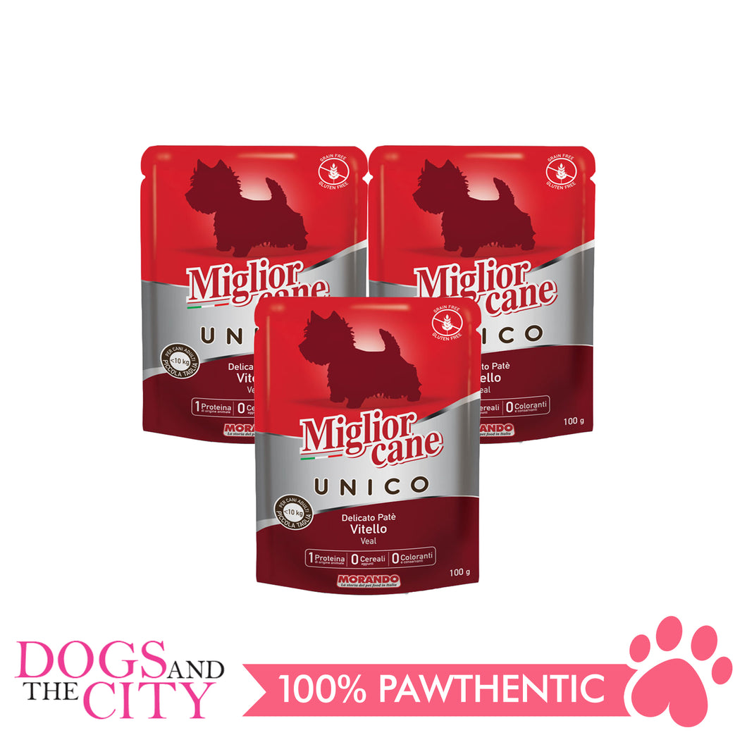Morando Migliorcane Unico Veal Pate Wet Dog Food 100g (3 packs) - Dogs And The City Online