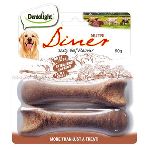 Dentalight 8278 4.5" Nutri Diner Tasty Beef Dog Bone 2pcs 90g (2 Packs) - All Goodies for Your Pet