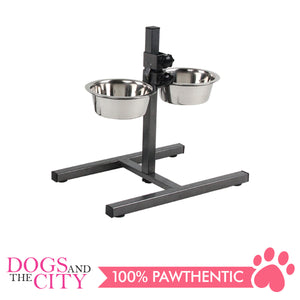 Pawise 11016 Adjustable Double Bowl Feeder 750ml for Dogs and Cats - All Goodies for Your Pet