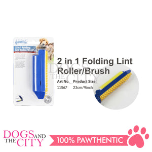 PAWISE 11567 2 in 1 Pet Folding Lint Roller and Brush 23cm