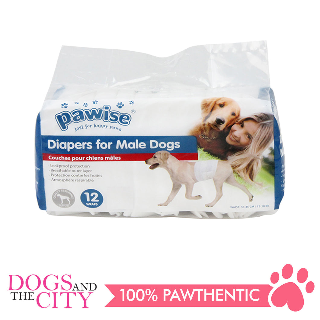 Pawise 12977 Dog Disposible Male Wraps 12pcs Medium for 15-45 lbs - All Goodies for Your Pet
