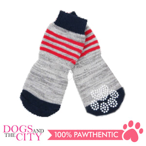PAWISE 12999 Anti Slip Knit Pet Dog Socks Stripes LARGE 4pc/pack 11cm for Dog