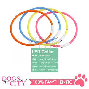 PAWISE 13584 Modern LED Rechargeable Dog Collar 65cm Yellow