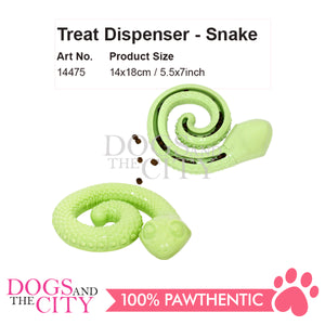 PAWISE 14475 Treat Dispenser for Pets - Coiled Rubber Toy Snake Design for Dog 14x18cm