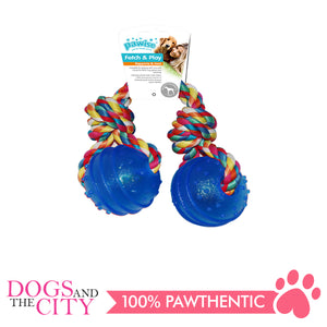 Pawise 14545 Dog Toy TPR 2 Balls w/Rope - All Goodies for Your Pet