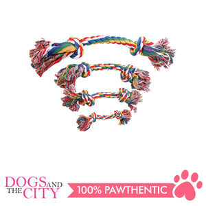 Pawise 14882 5" Rope Bone w/2 Knots Multi Color Dog Toy - All Goodies for Your Pet
