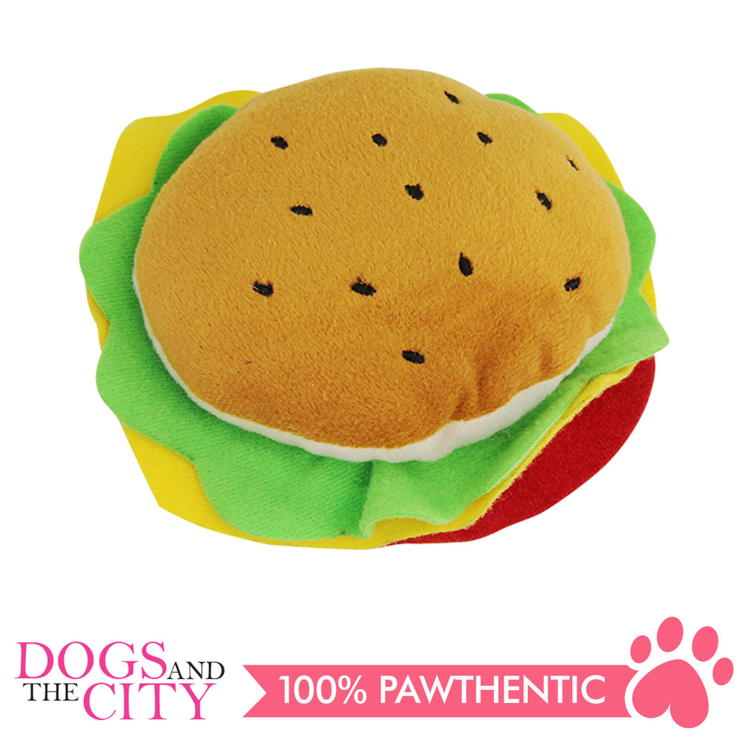 Pawise 15001 Dog Toy Yummy Yummy - Plush Hamburger Squeaky Dog Toy 12cm - All Goodies for Your Pet