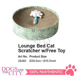 PAWISE 28480 Cat Lounge Bed Corrugated Scratcher Pad w/Free toy 40cm